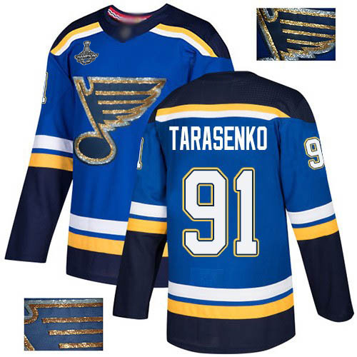 Adidas Blues #91 Vladimir Tarasenko Blue Home Authentic Fashion Gold Stanley Cup Champions Stitched NHL Jersey Adidas Blues #91 Vladimir Tarasenko Blue Home Authentic Fashion Gold Stanley Cup Champions Stitched NHL Jersey