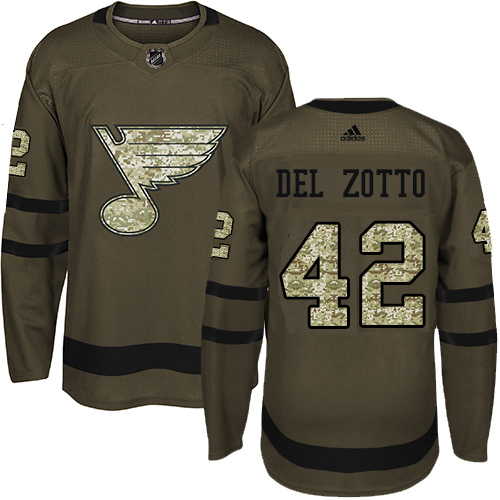 Adidas Blues #42 Michael Del Zotto Green Salute To Service Stitched NHL Jersey Adidas Blues #42 Michael Del Zotto Green Salute To Service Stitched NHL Jersey