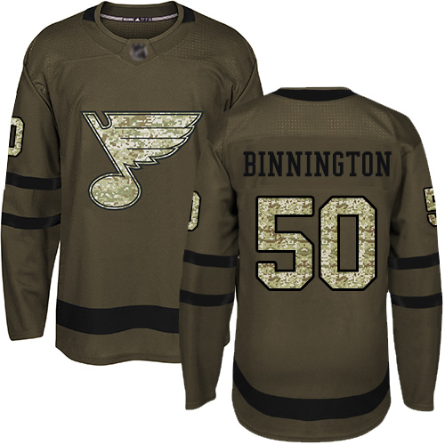 Adidas Blues #50 Jordan Binnington Green Salute to Service Stitched NHL Jersey Adidas Blues #50 Jordan Binnington Green Salute to Service Stitched NHL Jersey
