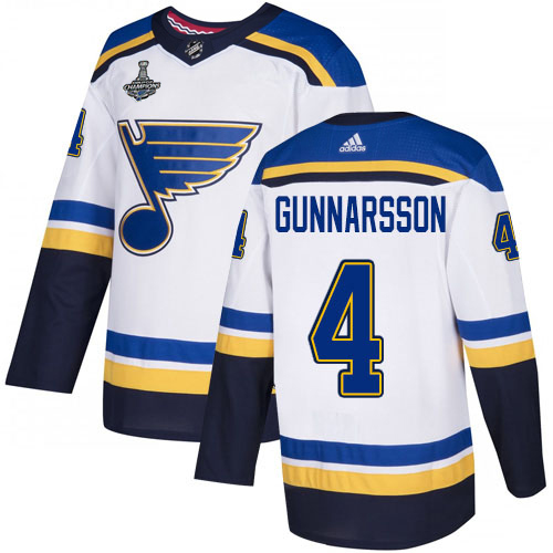 Adidas Blues #4 Carl Gunnarsson White Road Authentic 2019 Stanley Cup Champions Stitched NHL Jersey Adidas Blues #4 Carl Gunnarsson White Road Authentic 2019 Stanley Cup Champions Stitched NHL Jersey