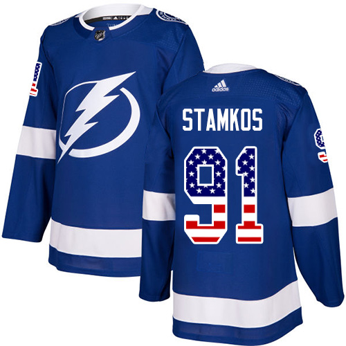 Adidas Lightning #91 Steven Stamkos Blue Home Authentic USA Flag Stitched NHL Jersey Adidas Lightning #91 Steven Stamkos Blue Home Authentic USA Flag Stitched NHL Jersey