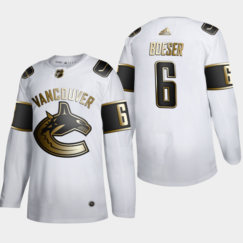 Vancouver Canucks #6 Brock Boeser Men's Adidas White Golden Edition Limited Stitched NHL Jersey Vancouver Canucks #6 Brock Boeser Men's Adidas White Golden Edition Limited Stitched NHL Jersey