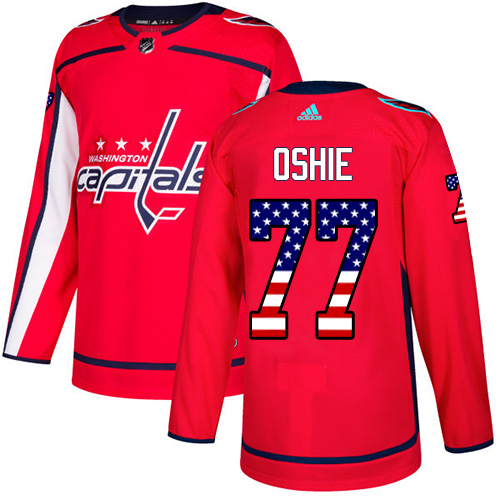 Adidas Capitals #77 T.J. Oshie Red Home Authentic USA Flag Stitched NHL Jersey Adidas Capitals #77 T.J. Oshie Red Home Authentic USA Flag Stitched NHL Jersey
