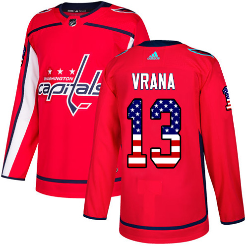 Adidas Capitals #13 Jakub Vrana Red Home Authentic USA Flag Stitched NHL Jersey Adidas Capitals #13 Jakub Vrana Red Home Authentic USA Flag Stitched NHL Jersey