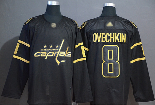 Adidas Capitals #8 Alex Ovechkin Black/Gold Authentic Stitched NHL Jersey Adidas Capitals #8 Alex Ovechkin Black/Gold Authentic Stitched NHL Jersey