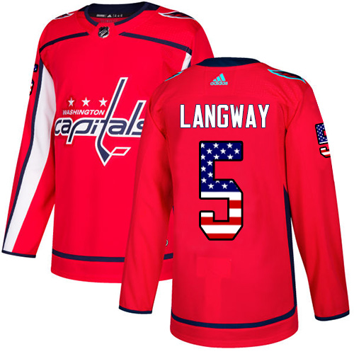 Adidas Capitals #5 Rod Langway Red Home Authentic USA Flag Stitched NHL Jersey Adidas Capitals #5 Rod Langway Red Home Authentic USA Flag Stitched NHL Jersey