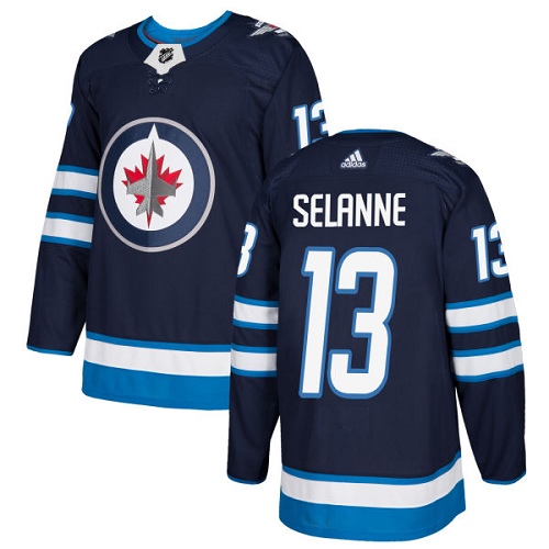 Adidas Jets #13 Teemu Selanne Navy Blue Home Authentic Stitched NHL Jersey Adidas Jets #13 Teemu Selanne Navy Blue Home Authentic Stitched NHL Jersey