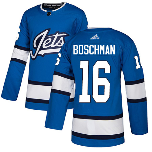 Adidas Jets #16 Laurie Boschman Blue Alternate Authentic Stitched NHL Jersey Adidas Jets #16 Laurie Boschman Blue Alternate Authentic Stitched NHL Jersey