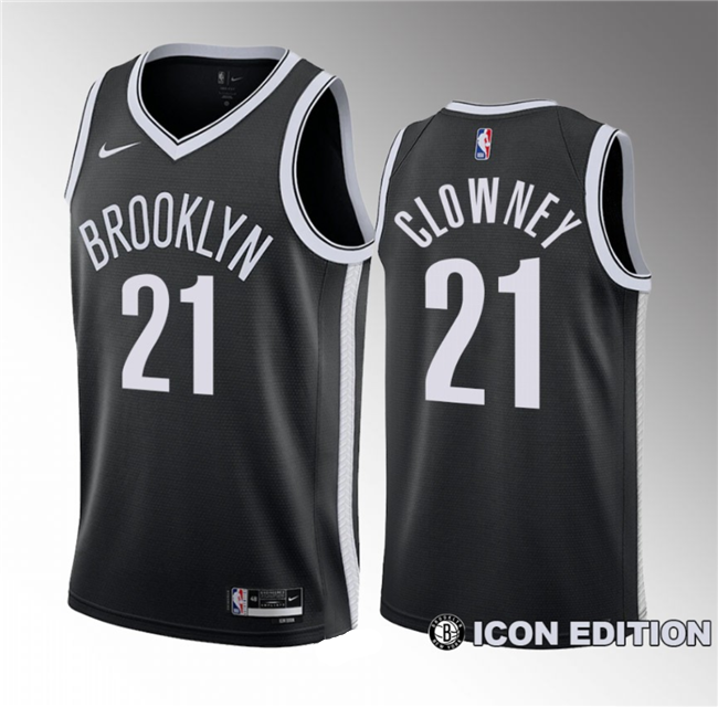 Men's Brooklyn Nets #21 Noah Clowney Black 2023 Draft Icon Edition Stitched Basketball Jersey Men's Brooklyn Nets #21 Noah Clowney Black 2023 Draft Icon Edition Stitched Basketball Jersey