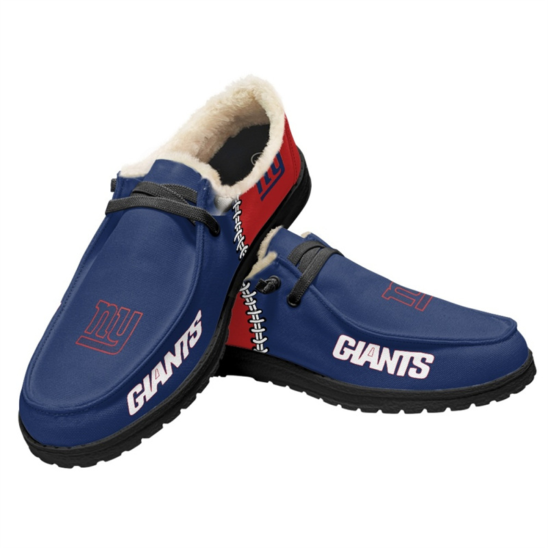 Men's New York Giants Loafers Lace Up Fuzzy Lined Shoes 002 (Pls check description for details)