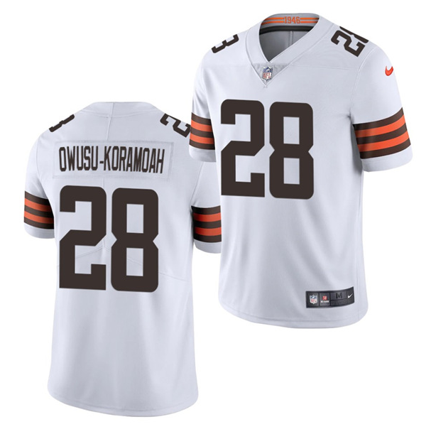 Men's Cleveland Browns #28 Jeremiah Owusu-Koramoah 2021 Draft White NFL Vapor Untouchable Limited Stitched Jersey