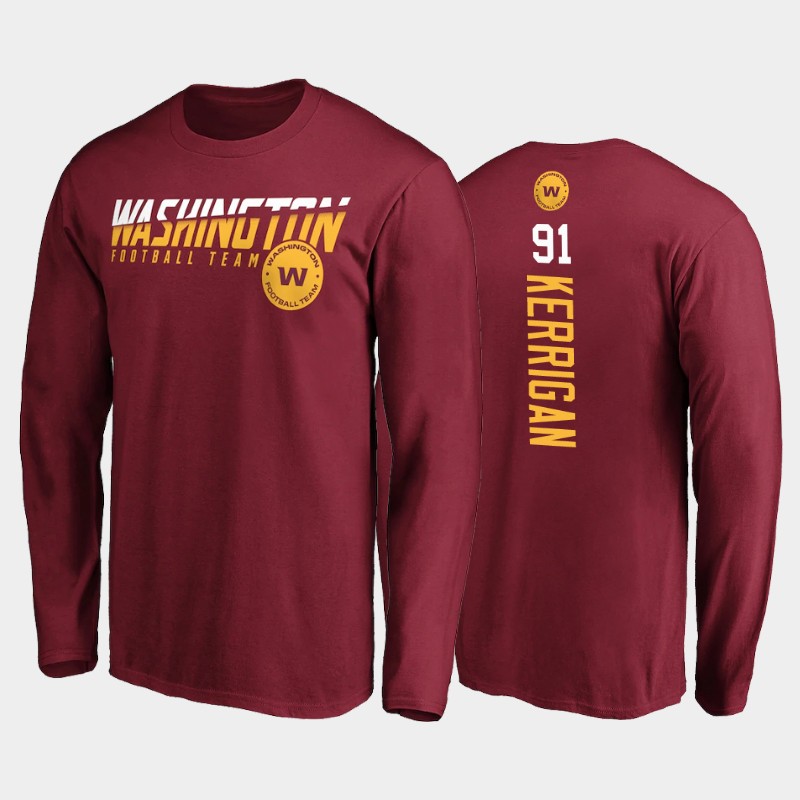 Men's Washington Football Team #91 Ryan Kerrigan 2020 NFL Burgundy Disrupt Mascot Long Sleeve T-shirt Men's Washington Football Team #91 Ryan Kerrigan 2020 NFL Burgundy Disrupt Mascot Long Sleeve T-shirt