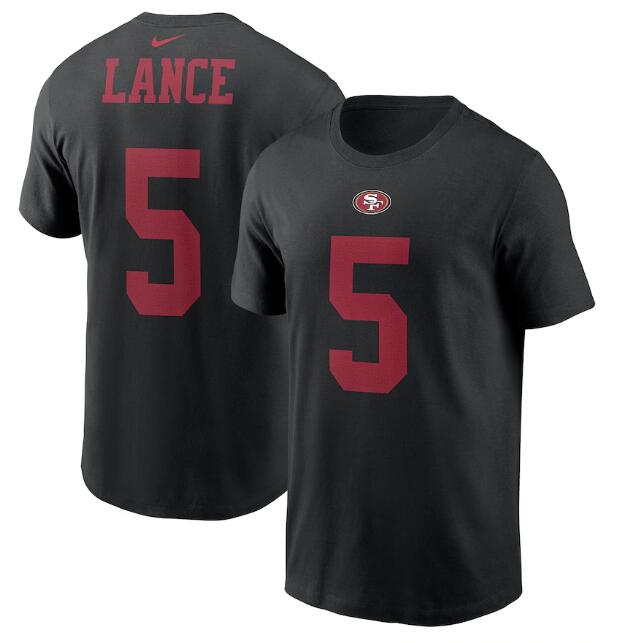 Men's San Francisco 49ers #5 Trey Lance 2021 Black NFL Draft First ...