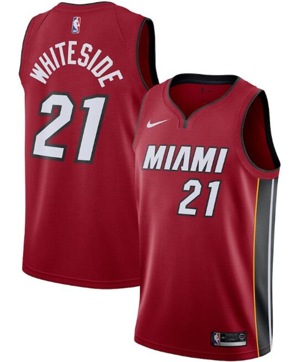 Men's Miami Heat Red #21 Hassan Whiteside Statement Edition Swingman Stitched Jersey