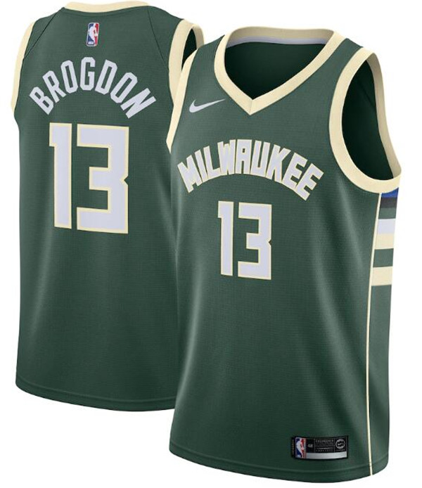 Men's Milwaukee Bucks Green #13 Malcolm Brogdon Icon Edition Stitched Swingman Jersey Men's Milwaukee Bucks Green #13 Malcolm Brogdon Icon Edition Stitched Swingman Jersey
