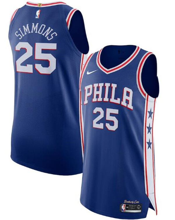 Men's Philadelphia 76ers #25 Ben Simmons Royal NBA Icon Edition Stitched Jersey Men's Philadelphia 76ers #25 Ben Simmons Royal NBA Icon Edition Stitched Jersey