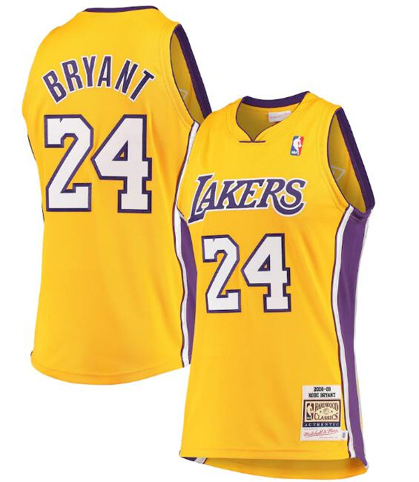 Men's Los Angeles Lakers Kobe Bryant Mitchell & Ness Gold NBA Hardwood Classics Stitched Jersey Men's Los Angeles Lakers Kobe Bryant Mitchell & Ness Gold NBA Hardwood Classics Stitched Jersey