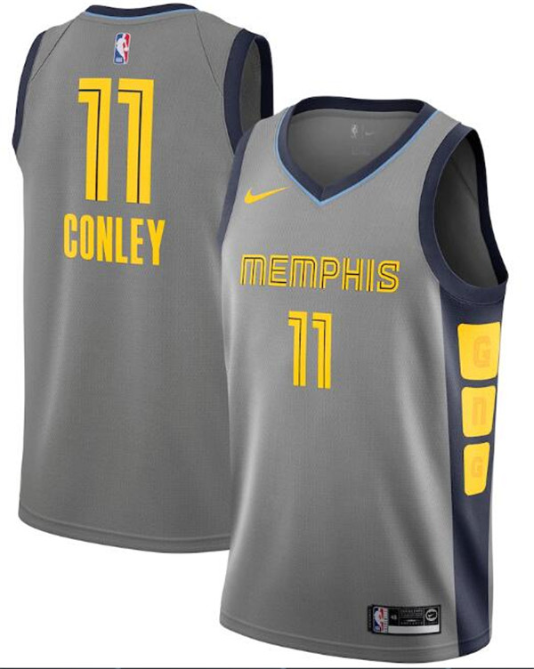 Men's Memphis Grizzlies #11 Mike Conley Grey NBA City Edition Stitched Swingman Jersey Men's Memphis Grizzlies #11 Mike Conley Grey NBA City Edition Stitched Swingman Jersey