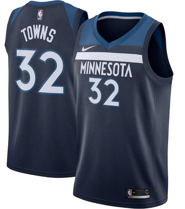 Men's Minnesota Timberwolves #32 Karl-Anthony Towns Navy NBA Icon Edition Stitched Jersey Men's Minnesota Timberwolves #32 Karl-Anthony Towns Navy NBA Icon Edition Stitched Jersey