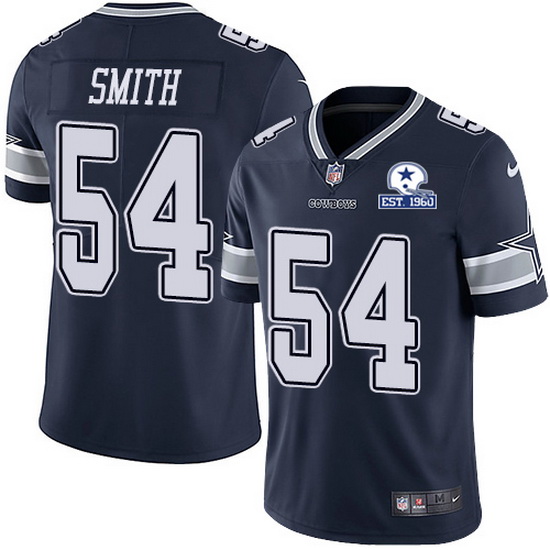 Men's Dallas Cowboys #54 Jaylon Smith Navy With Est 1960 Patch Limited Stitched NFL Jersey Men's Dallas Cowboys #54 Jaylon Smith Navy With Est 1960 Patch Limited Stitched NFL Jersey