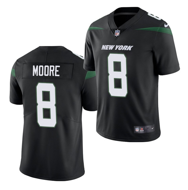 Men's New York Jets #8 Elijah Moore 2021 Black NFL Vapor Untouchable Limited Stitched Jersey Men's New York Jets #8 Elijah Moore 2021 Black NFL Vapor Untouchable Limited Stitched Jersey