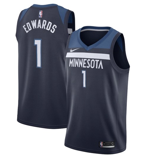 Men's Minnesota Timberwolves Navy #1 Anthony Edwards Icon Edition Stitched Jersey Men's Minnesota Timberwolves Navy #1 Anthony Edwards Icon Edition Stitched Jersey