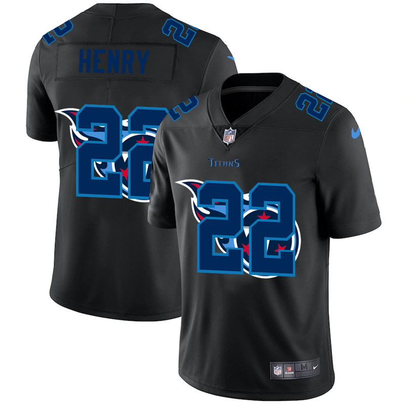 Men's Black Tennessee Titans #22 Derrick Henry 2020 Shadow Logo Limited Stitched Jersey Men's Black Tennessee Titans #22 Derrick Henry 2020 Shadow Logo Limited Stitched Jersey