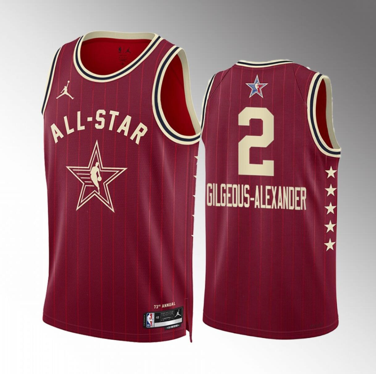 Men's 2024 All-Star #2 Shai Gilgeous-Alexander Crimson Stitched Basketball Jersey Men's 2024 All-Star #2 Shai Gilgeous-Alexander Crimson Stitched Basketball Jersey
