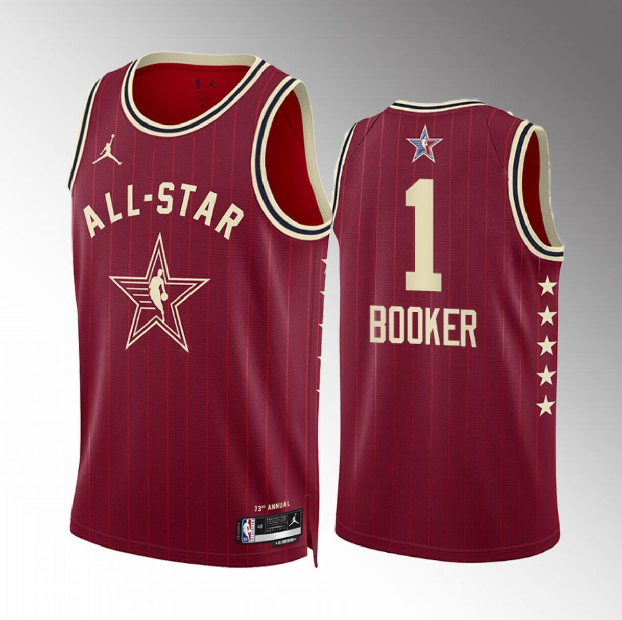 Men's 2024 All-Star #1 Devin Booker Crimson Stitched Basketball Jersey Men's 2024 All-Star #1 Devin Booker Crimson Stitched Basketball Jersey