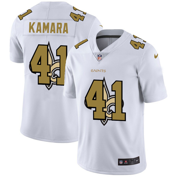 Men's New Orleans Saints #41 Alvin Kamara White NFL Stitched Jersey Men's New Orleans Saints #41 Alvin Kamara White NFL Stitched Jersey