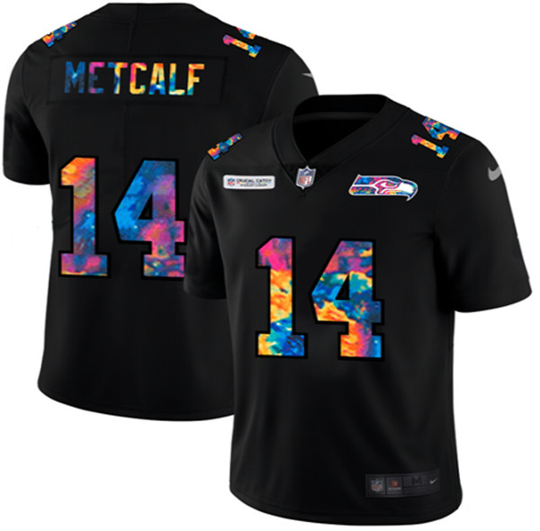 Men's Seattle Seahawks #14 D.K. Metcalf Black NFL 2020 Crucial Catch Limited Stitched Jersey Men's Seattle Seahawks #14 D.K. Metcalf Black NFL 2020 Crucial Catch Limited Stitched Jersey