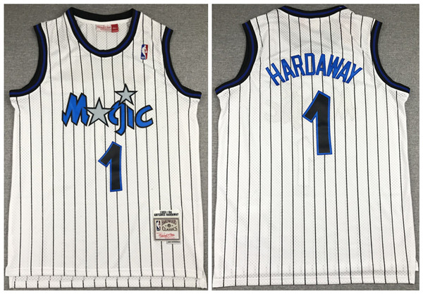 Men's Orlando Magic #1 Penny Hardaway 1993-94 White NBA Stitched Jersey