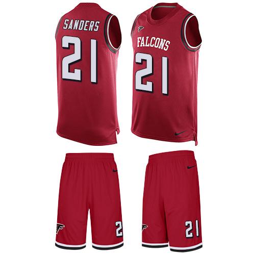 Nike Falcons #21 Deion Sanders Red Team Color Men's Stitched NFL Limited Tank Top Suit Jersey Nike Falcons #21 Deion Sanders Red Team Color Men's Stitched NFL Limited Tank Top Suit Jersey