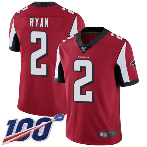 Nike Falcons #2 Matt Ryan Red Team Color Men's Stitched NFL 100th Season Vapor Limited Jersey Nike Falcons #2 Matt Ryan Red Team Color Men's Stitched NFL 100th Season Vapor Limited Jersey