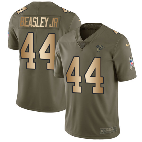 Nike Falcons #44 Vic Beasley Jr Olive/Gold Men's Stitched NFL Limited 2017 Salute To Service Jersey Nike Falcons #44 Vic Beasley Jr Olive/Gold Men's Stitched NFL Limited 2017 Salute To Service Jersey