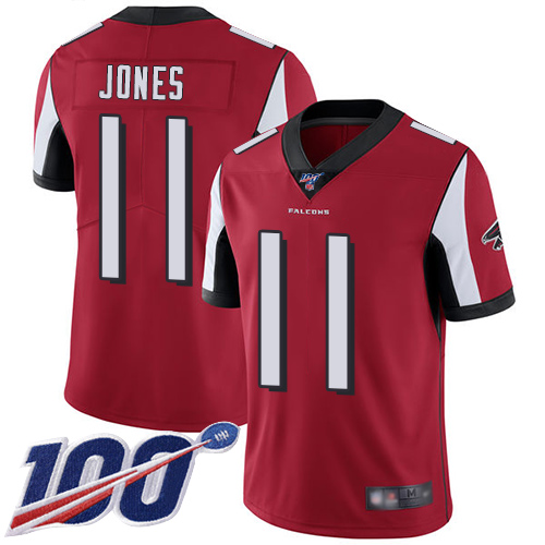 Nike Falcons #11 Julio Jones Red Team Color Men's Stitched NFL 100th Season Vapor Limited Jersey Nike Falcons #11 Julio Jones Red Team Color Men's Stitched NFL 100th Season Vapor Limited Jersey