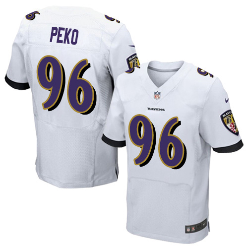 Nike Ravens #96 Domata Peko Sr White Men's Stitched NFL New Elite Jersey Nike Ravens #96 Domata Peko Sr White Men's Stitched NFL New Elite Jersey