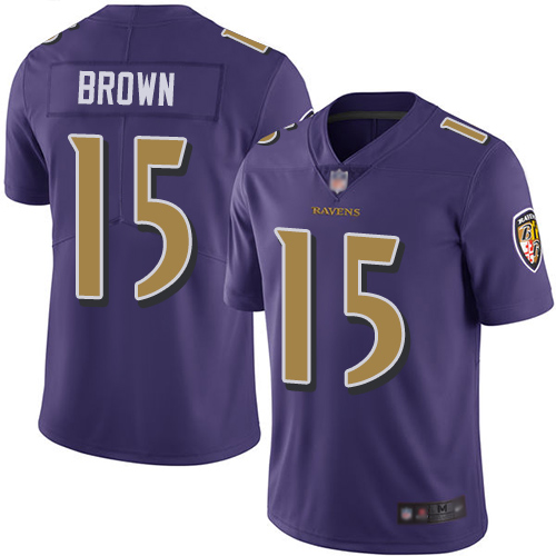 Nike Ravens #15 Marquise Brown Purple Men's Stitched NFL Limited Rush Jersey Nike Ravens #15 Marquise Brown Purple Men's Stitched NFL Limited Rush Jersey