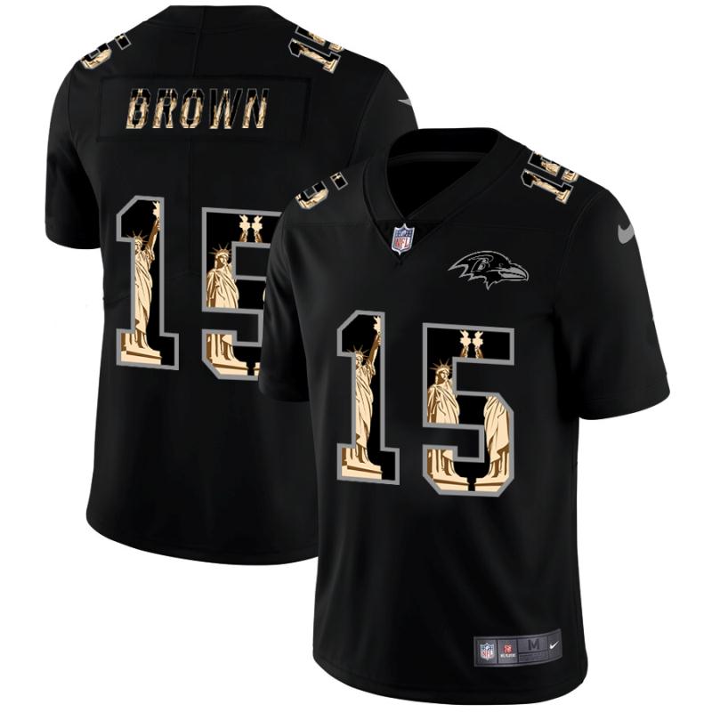 Baltimore Ravens #15 Marquise Brown Carbon Black Vapor Statue Of Liberty Limited NFL Jersey Baltimore Ravens #15 Marquise Brown Carbon Black Vapor Statue Of Liberty Limited NFL Jersey