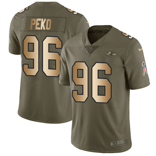 Nike Ravens #96 Domata Peko Sr Olive/Gold Men's Stitched NFL Limited 2017 Salute To Service Jersey Nike Ravens #96 Domata Peko Sr Olive/Gold Men's Stitched NFL Limited 2017 Salute To Service Jersey