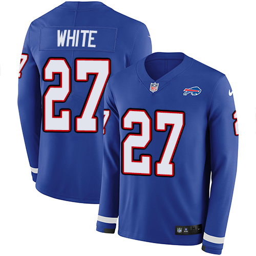 Nike Bills #27 Tre'Davious White Royal Blue Team Color Men's Stitched NFL Limited Therma Long Sleeve Jersey Nike Bills #27 Tre'Davious White Royal Blue Team Color Men's Stitched NFL Limited Therma Long Sleeve Jersey