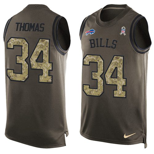 Nike Bills #34 Thurman Thomas Green Men's Stitched NFL Limited Salute To Service Tank Top Jersey Nike Bills #34 Thurman Thomas Green Men's Stitched NFL Limited Salute To Service Tank Top Jersey