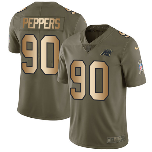 Nike Panthers #90 Julius Peppers Olive/Gold Men's Stitched NFL Limited 2017 Salute To Service Jersey Nike Panthers #90 Julius Peppers Olive/Gold Men's Stitched NFL Limited 2017 Salute To Service Jersey