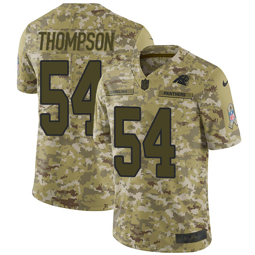 Nike Panthers #54 Shaq Thompson Camo Men's Stitched NFL Limited 2018 Salute To Service Jersey Nike Panthers #54 Shaq Thompson Camo Men's Stitched NFL Limited 2018 Salute To Service Jersey