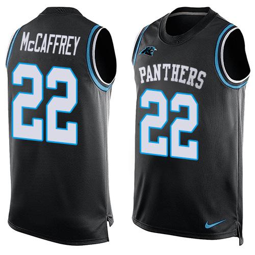 Nike Panthers #22 Christian McCaffrey Black Team Color Men's Stitched NFL Limited Tank Top Jersey Nike Panthers #22 Christian McCaffrey Black Team Color Men's Stitched NFL Limited Tank Top Jersey