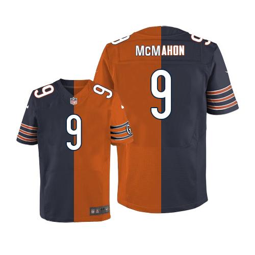 Nike Bears #9 Jim McMahon Navy Blue/Orange Men's Stitched NFL Elite Split Jersey Nike Bears #9 Jim McMahon Navy Blue/Orange Men's Stitched NFL Elite Split Jersey