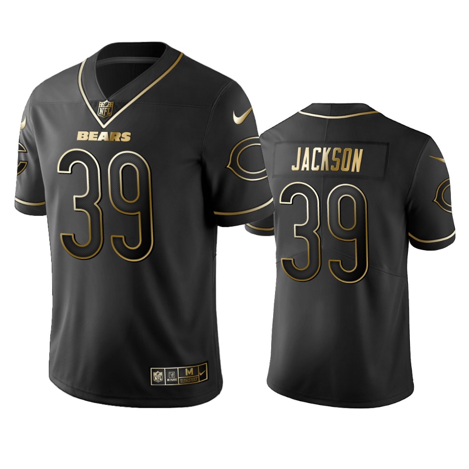 Nike Bears #39 Eddie Jackson Black Golden Limited Edition Stitched NFL Jersey Nike Bears #39 Eddie Jackson Black Golden Limited Edition Stitched NFL Jersey