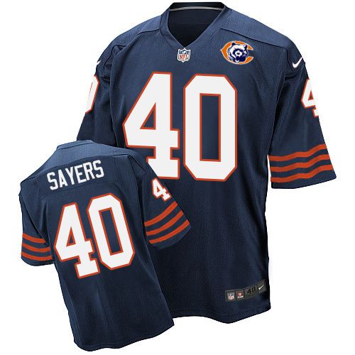 Nike Bears #40 Gale Sayers Navy Blue Throwback Men's Stitched NFL Elite Jersey Nike Bears #40 Gale Sayers Navy Blue Throwback Men's Stitched NFL Elite Jersey