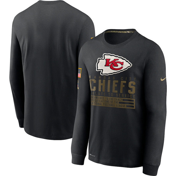 Men's Kansas City Chiefs Black NFL 2020 Salute To Service Sideline Performance Long Sleeve T-Shirt Men's Kansas City Chiefs Black NFL 2020 Salute To Service Sideline Performance Long Sleeve T-Shirt