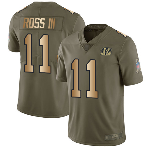 Nike Bengals #11 John Ross III Olive/Gold Men's Stitched NFL Limited 2017 Salute To Service Jersey Nike Bengals #11 John Ross III Olive/Gold Men's Stitched NFL Limited 2017 Salute To Service Jersey